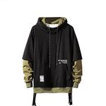 GURUNVANI Contrast Color Pullover Hoodie Mens Patchwork Hoodies Men