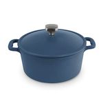 DASH Zakarian by DASH 4.5 Qt Nonstick Cast Iron Dutch Oven, Titanium Ceramic Nonstick Pot with Lid and Handles, Blue