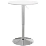 HOMCOM Round Bar Table, Adjustable Pub Table with 360° Swivel Top and Steel Base, Modern Bistro Table for 2, Easy Assembly for Home Bar, Small Dining Room, White