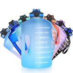 SLUXKE Gallon Water Bottle with Straw and Motivational Time Marker Easy Sipping Leakproof BPA Free 128OZ/74OZ Large Fitness Sports Water Jug to Ensure You Drink Enough Water Throughout The Day