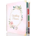 Wedding Planner Book Organiser - A4 Wedding Planner Book - Engagement Gifts - Ultimate A4 Bridal Planning Journal with Checklists, Budget Tracker, Supplier Contacts & Timeline - Floral Cover, Pink