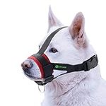 ILEPARK Soft Dog Muzzle Nylon Adjustable to Prevent from Biting, Barking and Chewing, Training Pets (M, Red)