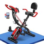 Exercise Bike, SLUNSE 5 in 1 Foldable Exercise Bike with APP, 16-Level Magnetic Resistance Folding Stationary, 350LBS Capacity and Ultra-quiet Stationary Indoor Bikes for Home Gym