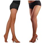 DANCEYOU Professional Fishnet Dance Tight, Women Seamless Latin Dance Tight Stockings,Toffee,L/XL