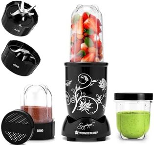 Wonderchef Nutri-blend 500W Mixer Grinder, 22000 RPM Motor, Smoothie Maker, Masala Grinder, Chutney Blender, 3 Unbreakable Jars, Recipe Book by Chef Sanjeev Kapoor, 2 Yr Warranty, Black