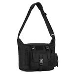 HUNTVP Tactical Crossbody Messenger Shoulder Bag Molle for Men Women Camping Hiking Working Laptop Pack (Black)