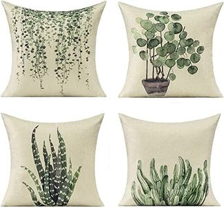 All Smiles Green Plants Throw Pillow Cover Decorative Square Pillow Cover Cushion Cover Pillow Cover Set of 4