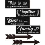 Thyle 6 Pcs Home Wall Decor Signs, This Is Us/ Together/ Bless / Family Wooden Wall Art with Quotes for Living Room Bedroom Kitchen Farmhouse Decor, Housewarming Gifts, Black