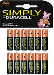Duracell Simply Long Life Premium Batteries 1.5V Alkaline - 12 Batteries Per Pack