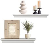 AHDECOR Floating Wall Shelves Storage Display Shelf White Finish Of 2 pcs with Langth 40cm Decoration for Living Room, Kitchen, Hallway, Bedroom, Bathroom