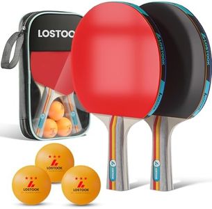 Lostook Ping Pong Paddles Set of 2, Professional Grey Table Tennis Rackets with Portable Oxford Cloth Case & Three Star Ping Pong Balls for Adults and Family Indoor Outdoor Games