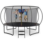 MERACH Trampoline 10ft/12ft/14ft/16ft, Outdoor Large Trampolines with Safety Net & Basket Ball, Max Load 330lb Rebounder Trampoline for Adults Family