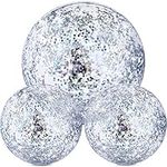 Hsei 3 Pieces Inflatable Beach Ball Glitter Beach Ball Floatable Confetti Ball for Summer Beach, Pool and Party Favor (Silver)