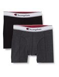 Champion Men's Seasonal Solid Color x2 Boxer Briefs, Black & Dark Heather Grey, S (Pack of 2)