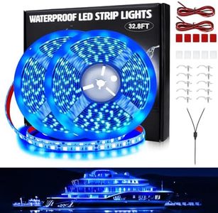 Yeenoon LED Boat Lights 32.8ft (2 Rolls of 16.4ft), LED Boat Strip Lights, Waterproof Boat Interior Light, Pontoon, Bass Boat, Kayak, Jon Boat, Cabin, Deck, Boat Navigation Lights(Blue)