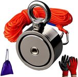 MUTUACTOR Double Sided Fishing Magnet Kit Rope Gloves 330LBS*2 Vertical Pull-Force Recovery Salvage N52 Neodymium Magnets¡­