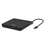 Antika External CD DVD Drive TypeC USB 3.0 Extended Cable Power Line Portable DVD Player CD/DVD +/-RW Burner Reader for Laptop Desktop PC Apple Mac Macbook Pro Windows 10/8/7 / XP Linux OS (Brown)