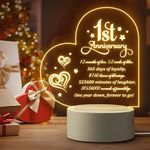 1st Anniversary for Couples, First Anniversary Romantic Gifts, One Anniversary Night Light Gifts for Her Him Boyfriend Girlfriend Wife Husband, 1 Year Anniversary Wedding Marriage Gifts for Couple