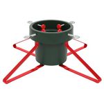 Harbour Housewares Classic Real Christmas Tree Stand - Green/Red - 5.5in (14cm) - Metal Large Live Christmas Tree Decor Xmas Tree Holder for 2.5m Height with Water Holder & Adjustable Trunk Support