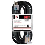 EP 50Ft 14/3 Lighted Outdoor Extension Cord - 14 Gauge 3 Prong SJTW Heavy Duty Black Extension Cable with 3 Prong Grounded Plug for Safety,Great for Garden and Major Appliances,UL Listed