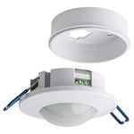 SEBSON PIR Sensor Ceiling Indoor 360°, Surface or Flush mounted, Recessed Infrared Motion Detector, LED light suitable, Range max. 8m /360°, max. 1200/600W, IP20