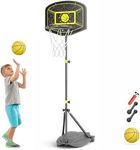 GILIKOKO Kids Basketball Hoop,Adjustable Height 3.6-6.2ft,Basketball Net Kids 3-5,4-8,Outdoor Indoor Toys Gifts for Boys or Girls at age 3 4 5 6 7 8,Steel Frame (Black)