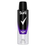 Sure Men Active Dry Antiperspirant Deodorant Aerosol pack of 6 deodorant for men for 48-hour sweat and odour protection 150 ml.