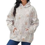 Lynkiss Womens Cotton Camo Hoodies Maple Leaf Print Oversized Hooded Fleece Sweatshirt Long Sleeve Pullover with Pocket