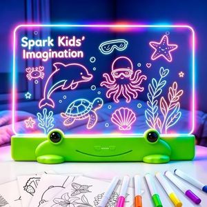 Loowoko LED Drawing Board for Kids, 16" Rechargeable Glow Drawing Tablet, with Color Lights, Adjustable Brightness, LED Drawing Pad, Gifts for Girls Boys Kids Children for Birthday Christmas Gift