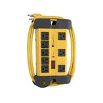 8-Outlet Heavy Duty Grounded Surge Protector Power Strip, 1200 Joules, 6 Foot Power Cord Extension, Wall Mountable, ETL Listed, Ideal for Construction or Workshops, Yellow