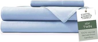 Hotel Sheets Direct 100% Viscose Derived from Bamboo Sheets Set Twin - Cooling Bed Sheets with 1 Pillowcase- Breathable, Moisture Wicking & Silky Soft Sheets Set- Light Blue