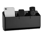 Cosmos Remote Control Stand Wall Mount Phone Holder with Removeable Block Wall Shelf Cell Phone Charging Brackets Holder Multipurpose Storage Organizer (Solid Black)