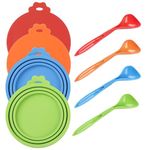 GeeRic Silicone Pet Can Covers lids with Spoons, 4 Pack Pet Cat Food Can Top Multiples Sizes, Dishwasher Dog Food Lid Can Tops for Pet Dog Cat Food