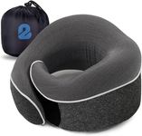 2Buds Travel Neck Pillows for Airplanes - 360° Head Support Sleeping Essentials for Long Flight [Black]