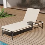 EAST OAK Outdoor Chaise Lounge, Aluminum Patio Lounge Chair with Side Table, Adjustable Lounge Chairs for Outside Reclining Chair with Cushion & 5 Positions for Patio, Beach, Yard, Pool, Lawn
