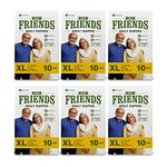 Friends Easy Adult Diapers Tape Style - 60 Count (Extra Large) with odour lock and Anti-Bacterial Absorbent Core- Waist Size 29.53-62.99 Inch ; 75-160Cm