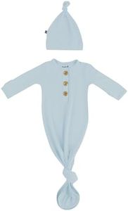 KYTE BABY Knotted Gown with Hat Set in Fog