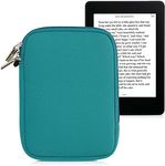 kwmobile Neoprene e-Reader Pouch Size 6" eReader - Universal eBook Sleeve Case with Zipper - Petrol