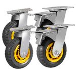 Taylor & Brown 4 x Heavy Duty Industrial Swivel Castor Wheels with 2 Brakes - 150mm up to 1000KG - No Floor Marks Silent 360° Transport Caster for Furniture - Rubbered Trolley Wheels – 6” Grey Castors