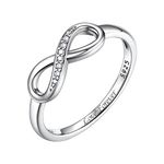 Bestyle Personalized 925 Sterling Silver Infinity Rings for Women Grils, Eternity Cubic Zirconia Band Rings for Her, CZ Wedding Bands Promise Rings Infinity Forever Love Knot Stacking Ring Size 10