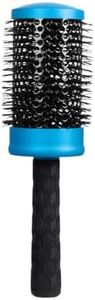 ForPro Expert Stylist Choice Nano Ceramic Hair Brush, 100% Natural Anion Bristle, Silicone Ergonomic Handle, 3" Ceramic Round Brush, Matte Blue