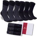 Bambooven Men’s Dress and Trouser Socks – Premium Bamboo, Super Soft, Odor Free and Breathable, Calf Socks, Crew Socks, Luxury Bamboo Fibers (6 Pack)