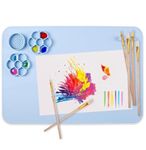 Extra Large Silicone Mat for Crafting, Painting, Resin, and Epoxy Projects - Cut-Proof, Non-Slip, and Easy to Wipe Craft Mat - Includes 6 Paint Brushes, Paint Pallet, and Textured Water Cup