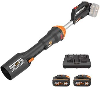WORX NITRO 36V(40V MAX) Cordless Leaf Blower WG585E Brushless Blower, 3 Speeds + Turbo Mode, 266km/h Air Speed, 1053m³/h Air Volume, Lightweight & Compact, PowerShare, 2* 4.0Ah Battery, 1* 2A Charger