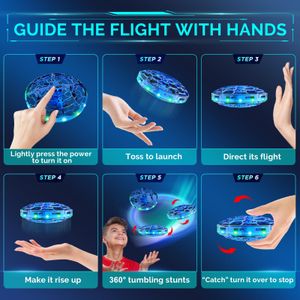 Kids Mini UFO Drone with LED Lights – Hand Operated Flying Toy