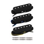 FLEOR Single Coil Pickup Alnico 5 Strat Pickups Guitar Neck/Middle/Bridge Pickups Staggered for Squier Stratocaster Pickups Replacement, Black