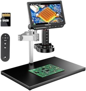 TOMLOV TM4K-AF Max 10.1" HDMI Autofocus Digital Microscope 2000X, 4K IPS Spin Arm Soldering Scopes for Adults, 52MP Magnifier Camera for Coins & Soldering, with Ring Light, PC/TV Compatible, 64GB