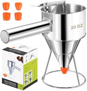 Babcarriery Pancake Batter Dispenser 20 OZ - Funnel Cake Dispenser with Stand, Stainless Steel, Leak-Proof Nozzle & Squeeze Handle, Precise Control, for Pancakes, Waffles, Cupcakes & Baked Goods