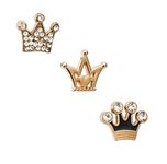 Knighthood Golden Metal King Crown Lapel Pins/Shirt Stud for Men -Set of 3