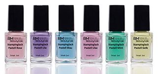 RM Beautynails Stamping Nail Varnish Pastel Set, 6 x 4 ml, Pink Purple Blue Lilac Mint Yellow Stamping Nail Polish